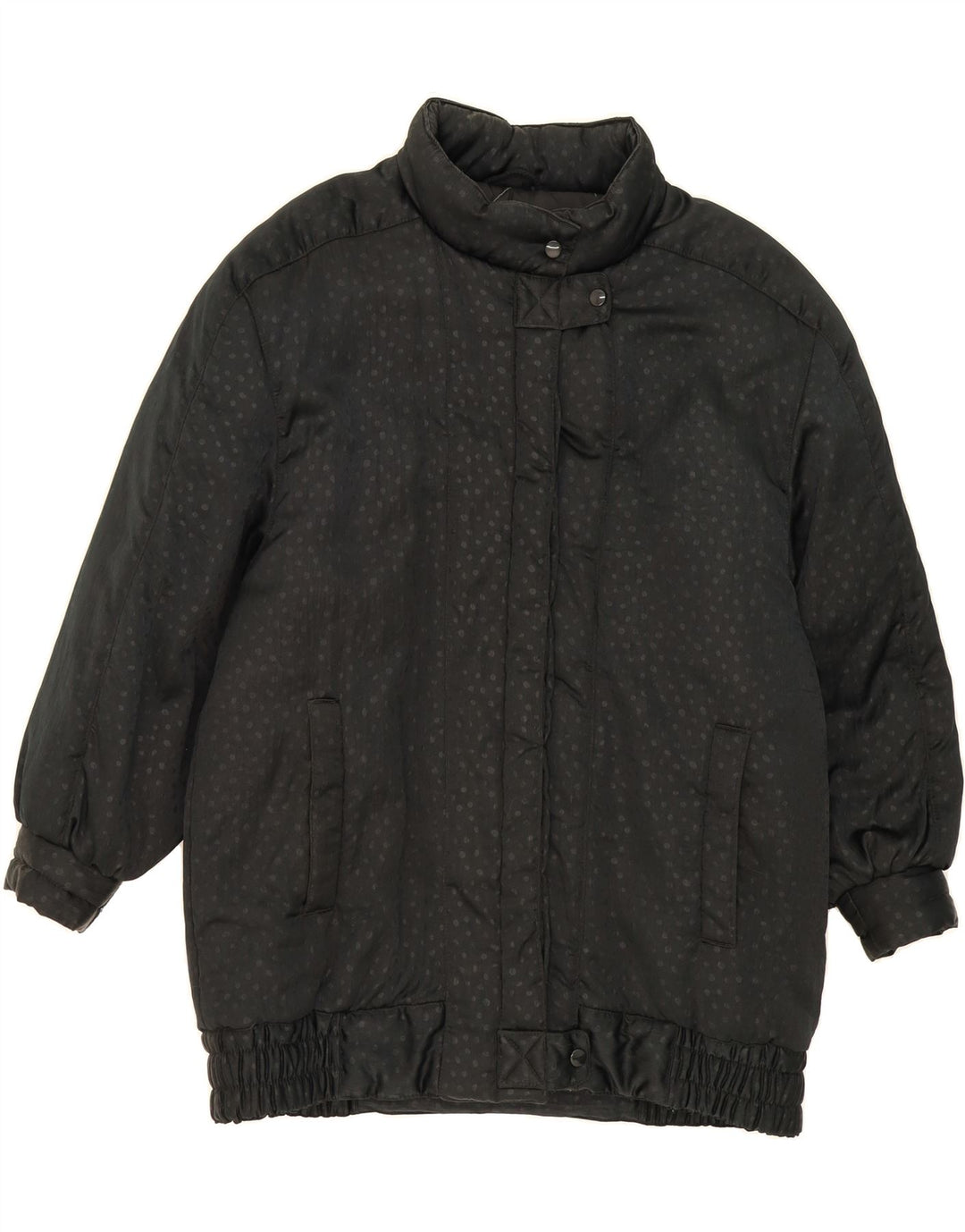 VINTAGE Womens Padded Coat UK 14 Large  Black Spotted Vintage Vintage and Second-Hand Vintage from Messina Hembry 