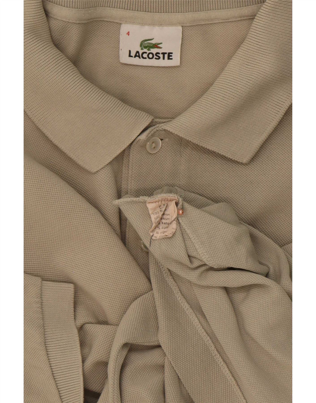 Lacoste Mens Polo Shirt Size 4 Medium Beige Cotton