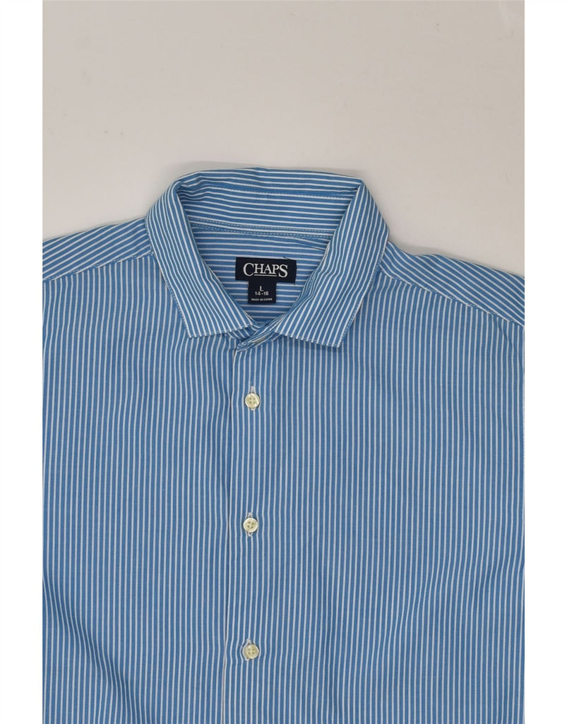 CHAPS Boys Shirt 14-15 Years Large Blue Pinstripe Cotton | Vintage Chaps | Thrift | Second-Hand Chaps | Used Clothing | Messina Hembry 