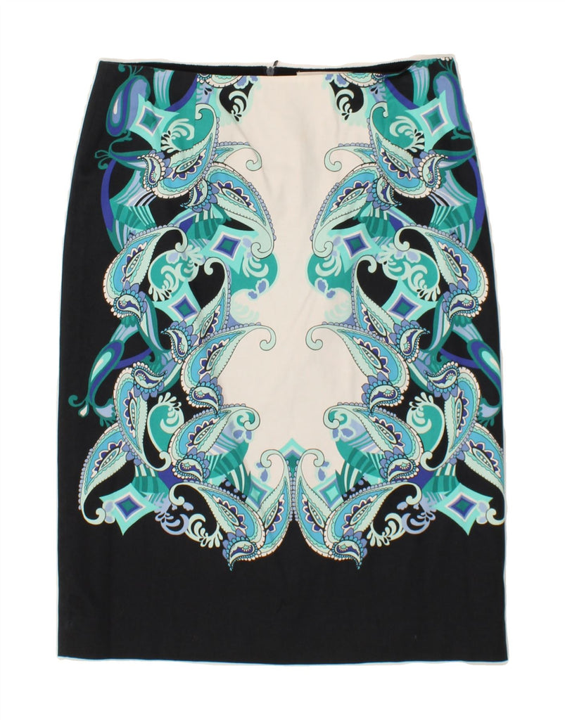 MARELLA Womens Midi Skirt UK 16 Large W32  Blue Paisley Cotton Vintage Marella and Second-Hand Marella from Messina Hembry 