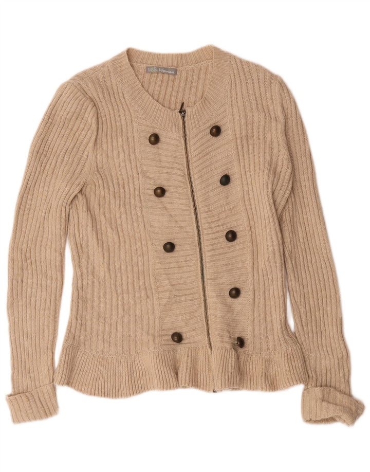 Marks & Spencer Womens Cardigan Sweater UK 16 Large Beige Acrylic