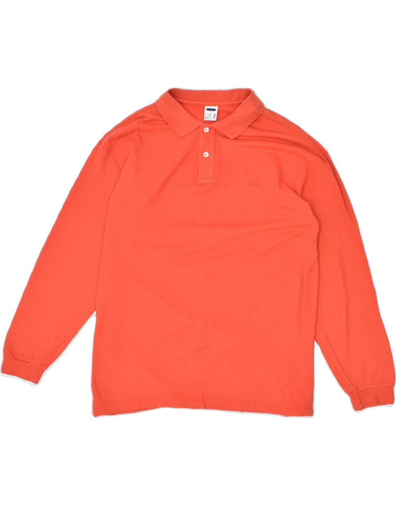 FILA Mens Long Sleeve Polo Shirt IT 54 XL Orange Cotton | Vintage | Thrift | Second-Hand | Used Clothing | Messina Hembry 