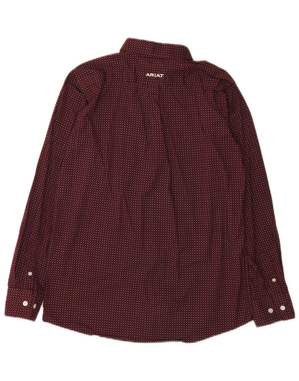 Ariat Boys Shirt 15-16 Years XL Burgundy Spotted Cotton