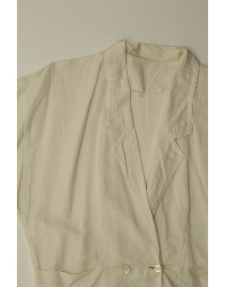 VINTAGE Womens Double Breasted Blazer Jacket IT 42 Medium White Vintage Vintage and Second-Hand Vintage from Messina Hembry 