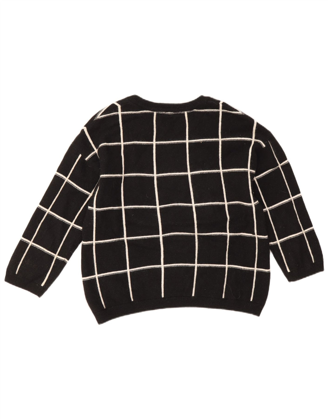 Marks & Spencer Womens Boat Neck Jumper Sweater UK 14 Large Black Check
