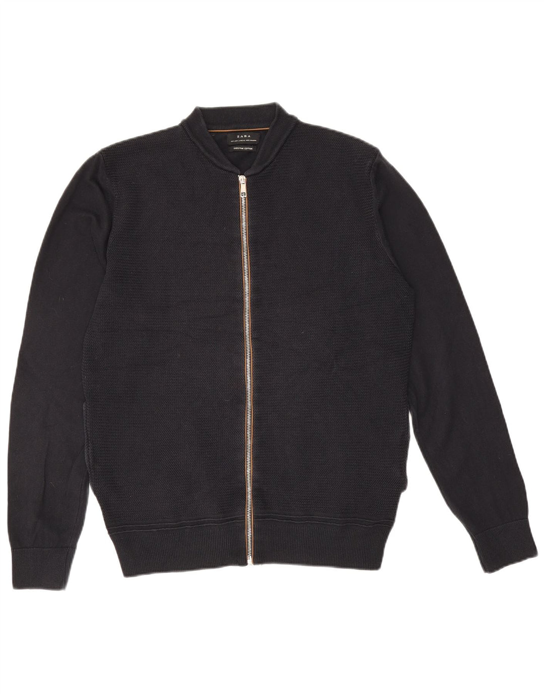 Zara Mens Cardigan Sweater Large Navy Blue Cotton