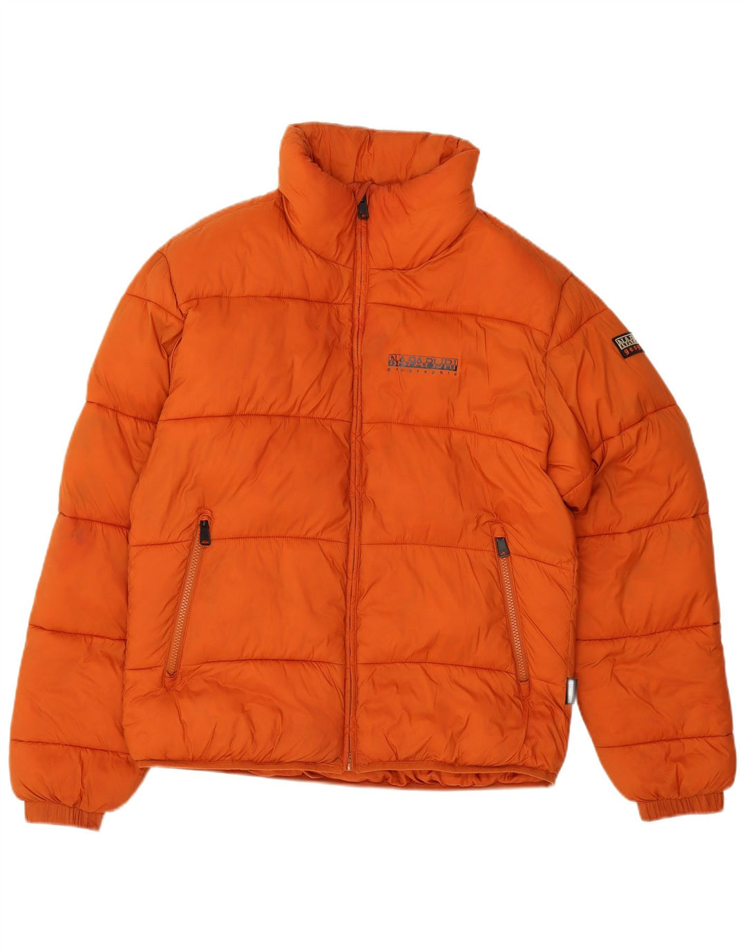 Napapijri Mens Geographic Graphic Padded Jacket UK 36 Small Orange