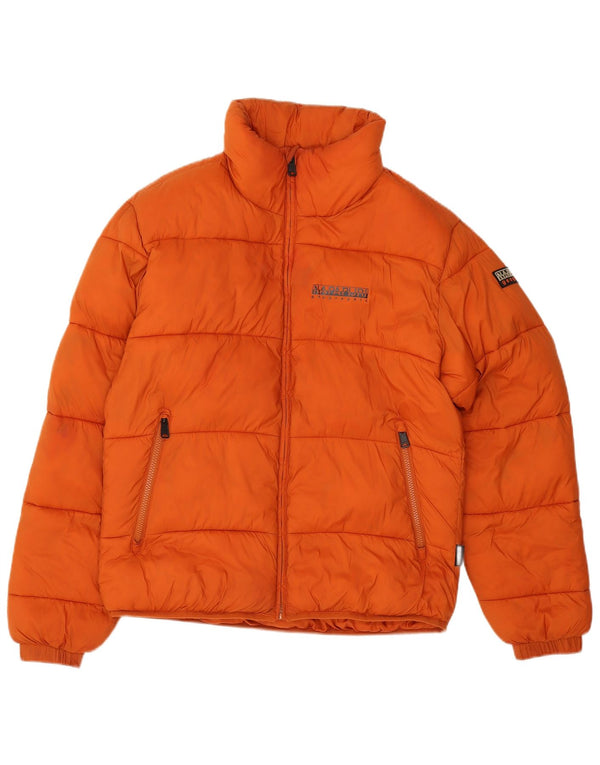 Napapijri Mens Geographic Graphic Padded Jacket UK 36 Small Orange