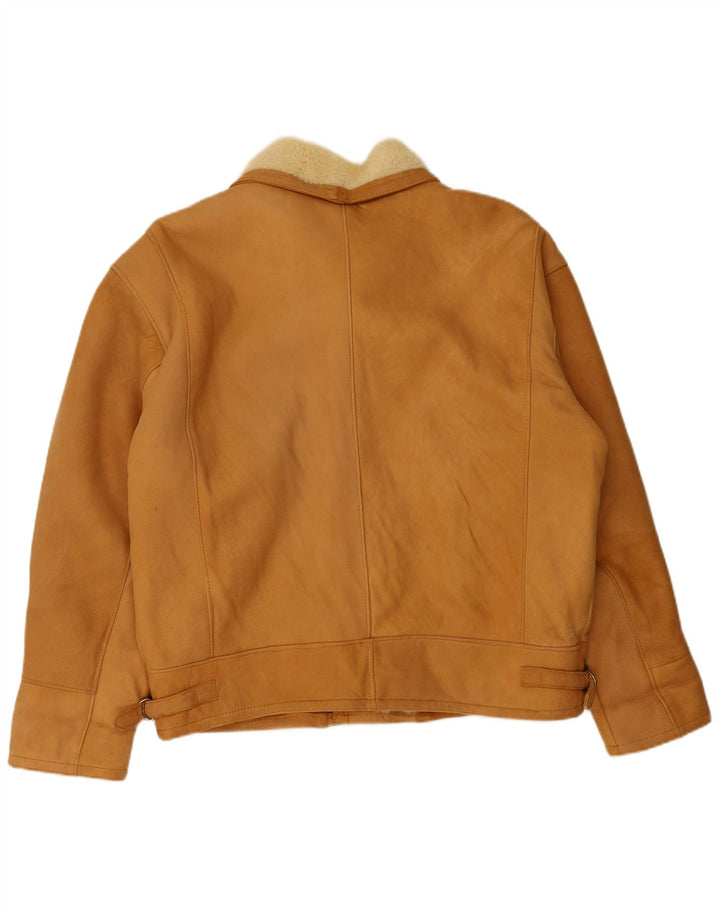 Vintage Mens Shearling Jacket UK 40 Large Beige Shearling