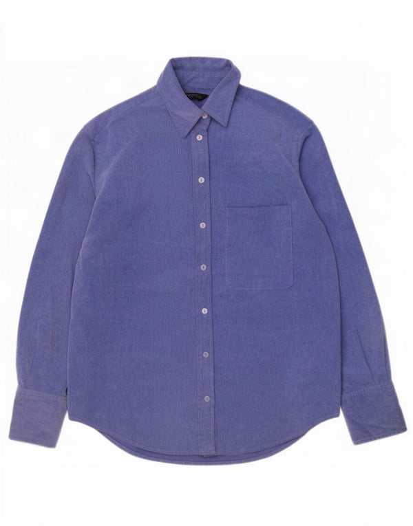 Zara Womens Oversized Corduroy Shirt UK 6 XS Blue Polyester
