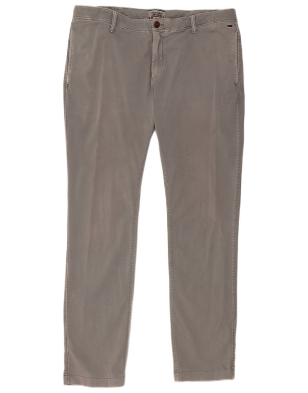 Tommy Hilfiger Mens Slim Chino Trousers W36 L32 Grey Cotton