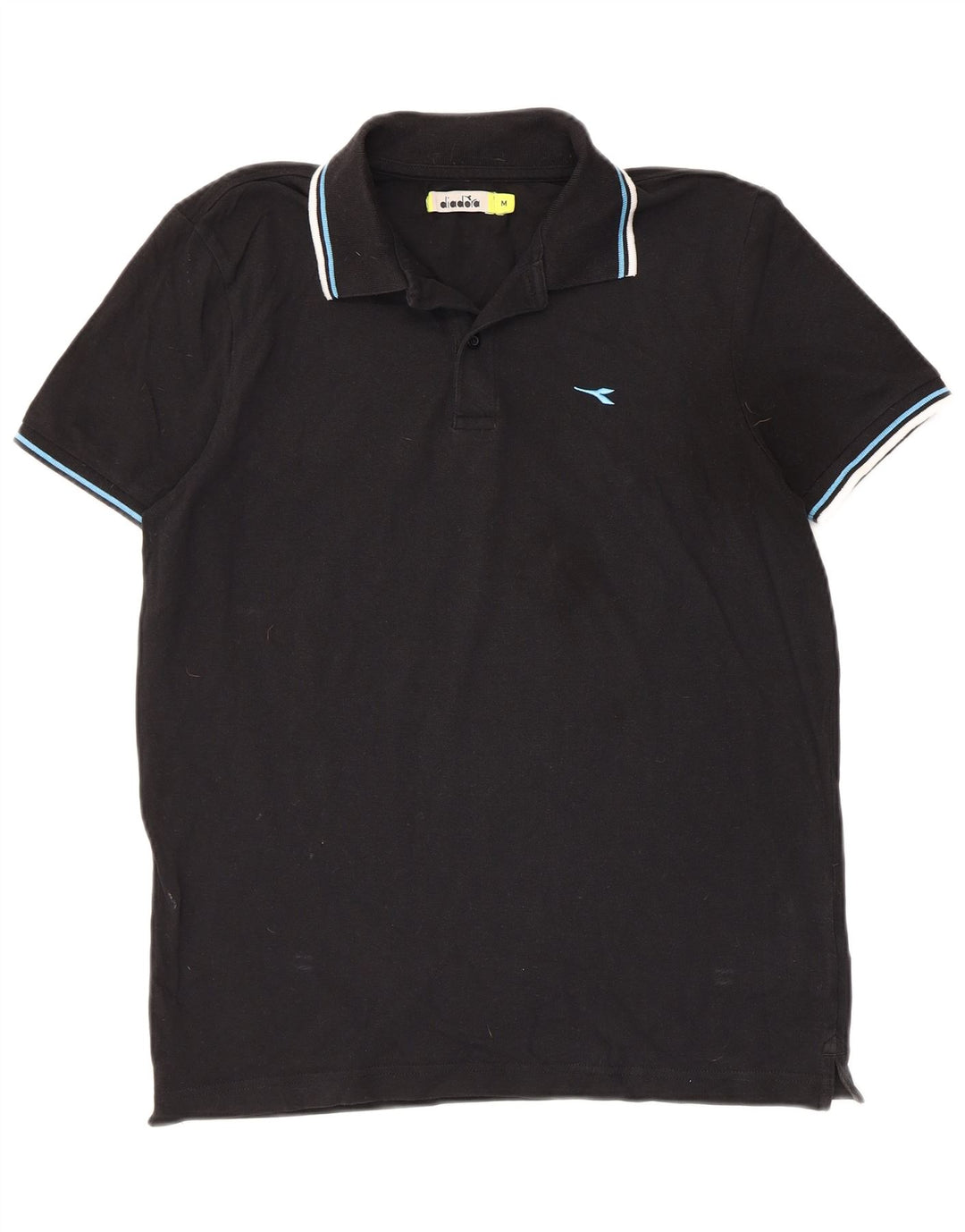 DIADORA Mens Polo Shirt Medium Black Cotton