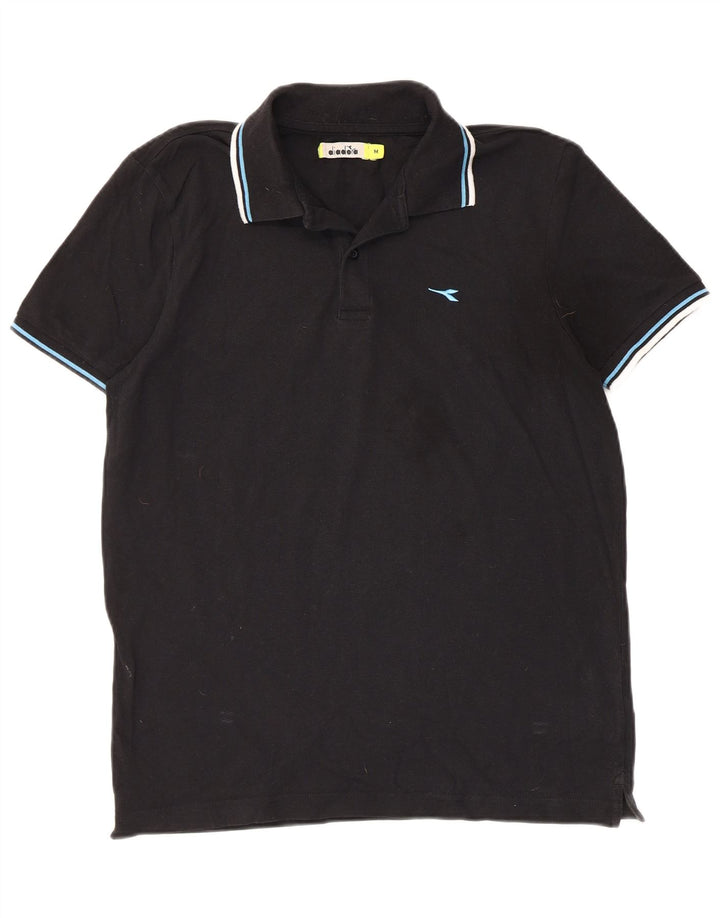 DIADORA Mens Polo Shirt Medium Black Cotton