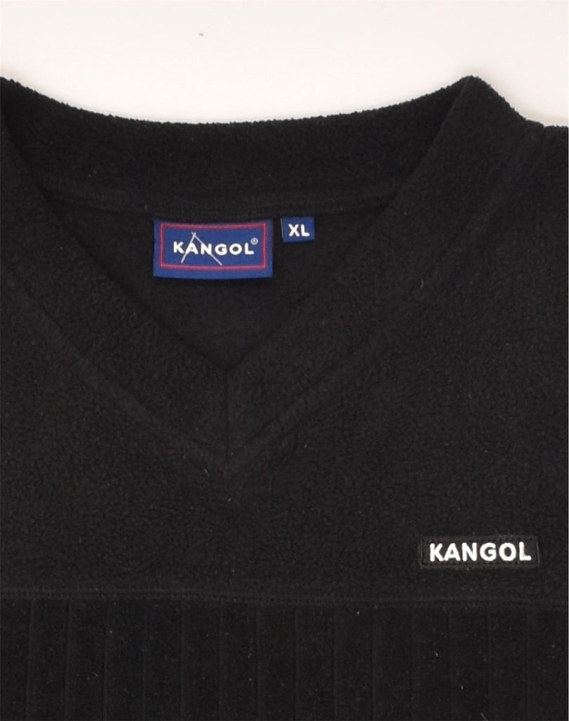 KANGOL Mens Slim Fit Fleece Jumper XL Black Polyester | Vintage Kangol | Thrift | Second-Hand Kangol | Used Clothing | Messina Hembry 