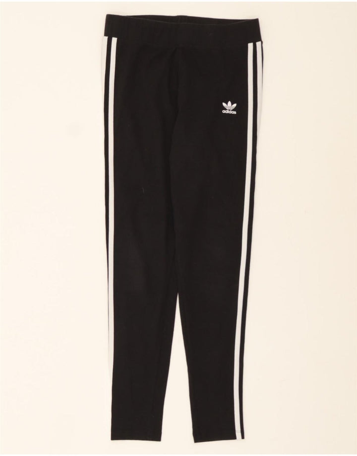 ADIDAS Womens Leggings UK 14 Medium Black Cotton Vintage Adidas and Second-Hand Adidas from Messina Hembry 