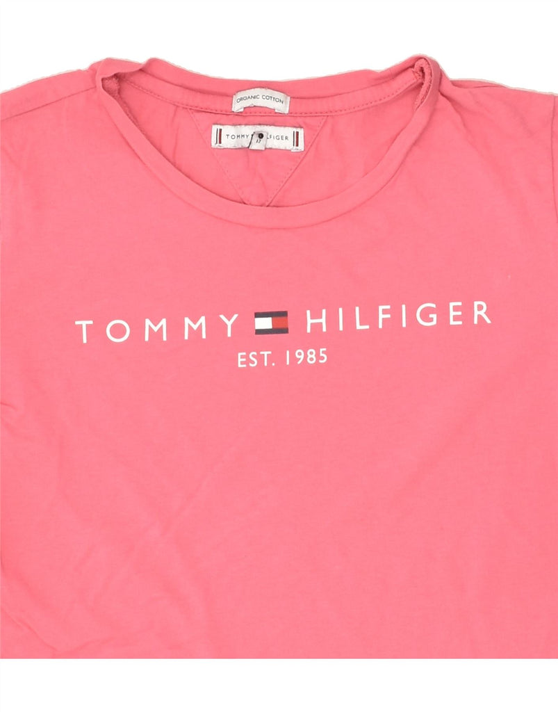 TOMMY HILFIGER Girls Graphic T-Shirt Top 11-12 Years Pink Cotton | Vintage Tommy Hilfiger | Thrift | Second-Hand Tommy Hilfiger | Used Clothing | Messina Hembry 