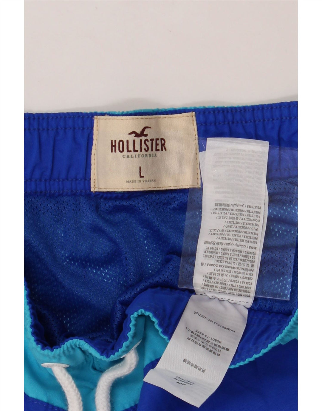 HOLLISTER Mens Swimming Shorts Large  Blue Colourblock Polyester Vintage Hollister and Second-Hand Hollister from Messina Hembry 