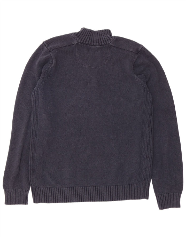 Marks & Spencer Mens Button Neck Jumper Sweater Medium Navy Blue