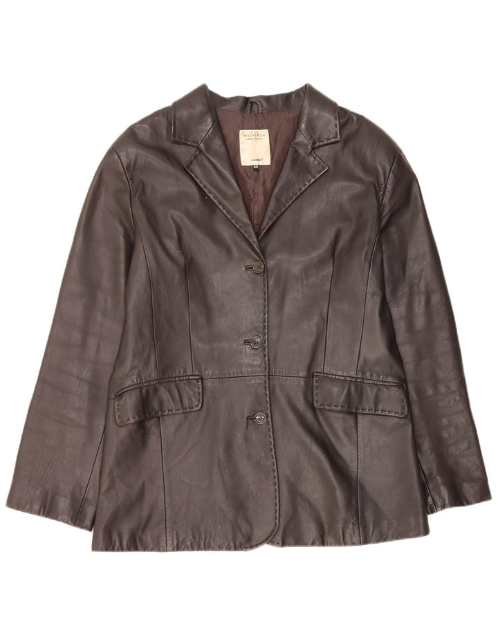 Conbipel Womens Free Heron 3 Button Leather Blazer Jacket IT 46 Large Brown