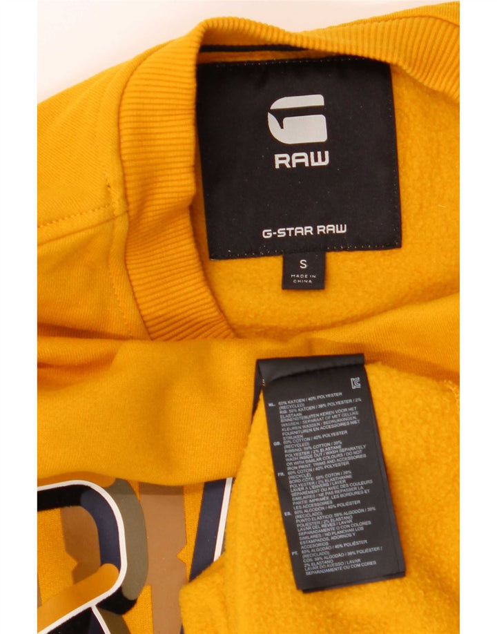 G-Star Mens Graphic Sweatshirt Jumper Small Yellow Polyester