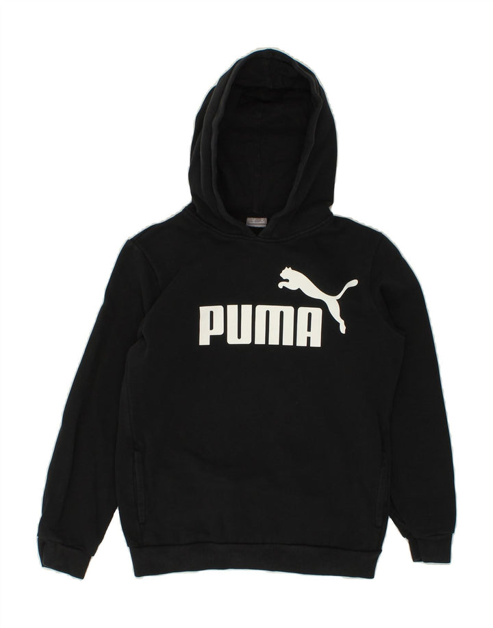 PUMA Boys Graphic Hoodie Jumper 11-12 Years Black Vintage Puma and Second-Hand Puma from Messina Hembry 