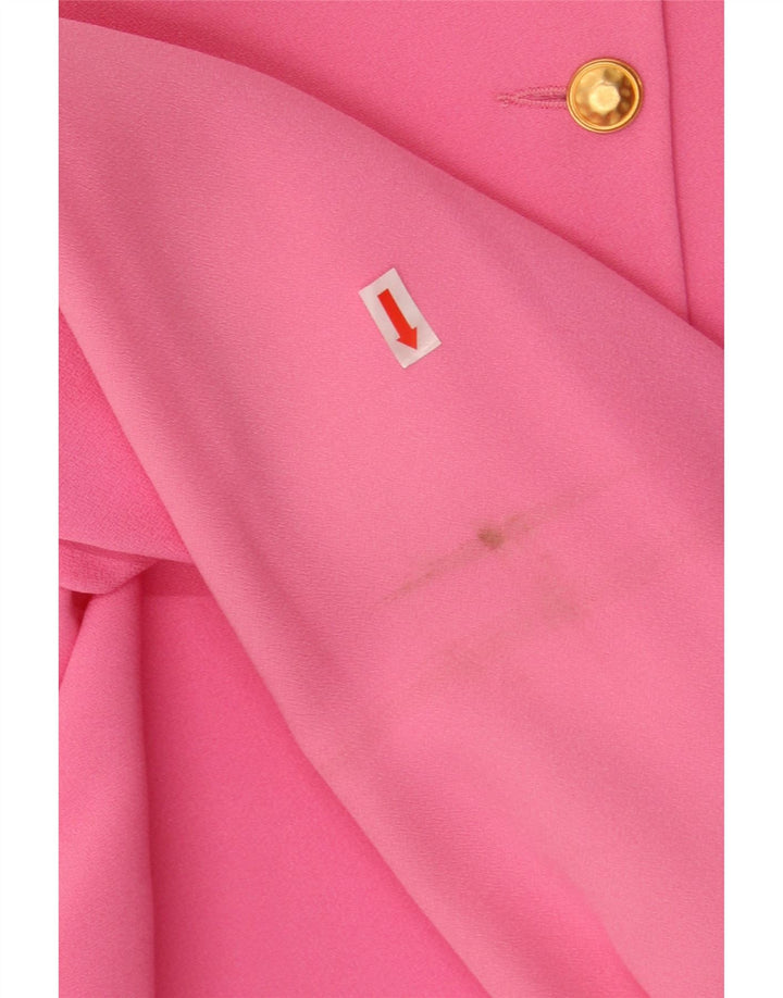 VINTAGE Womens 5 Button Crop Blazer Jacket UK 10 Small Pink Acetate Vintage Vintage and Second-Hand Vintage from Messina Hembry 