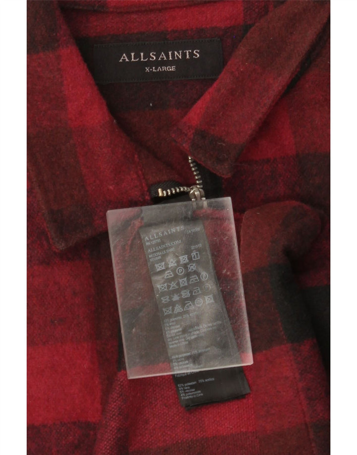 ALL SAINTS Mens Overshirt Flannel Shirt XL Red Gingham Polyester