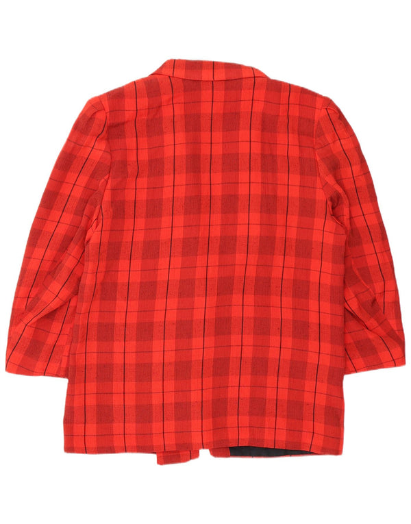 Vintage Womens Double Breasted Blazer Jacket EU 44 XL Red Check Viscose