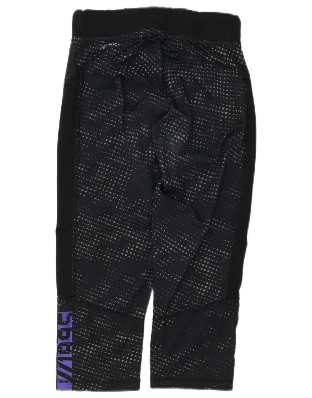 REEBOK Womens Graphic Capri Leggings UK 8/10 Small  Black Spotted