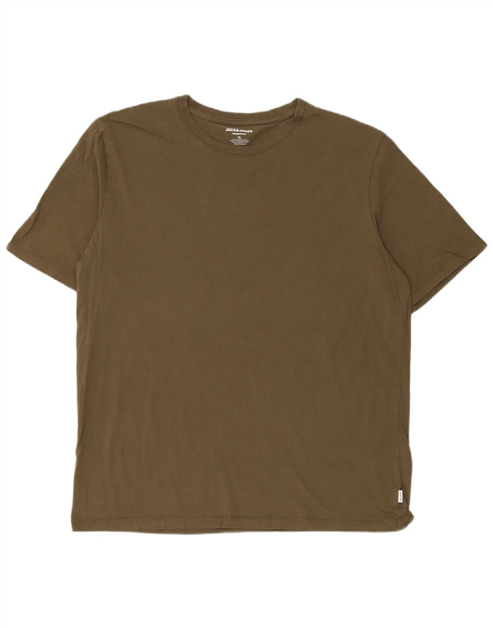 Jack & Jones Mens T-Shirt Top XL Khaki Cotton