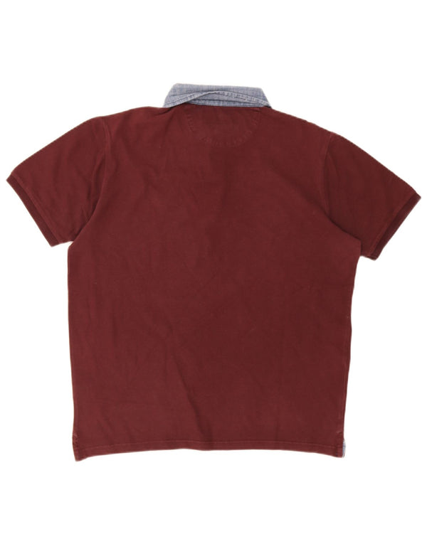 U.S. Polo Assn. Mens Slim Fit Rugby Polo Shirt Medium Burgundy Colourblock