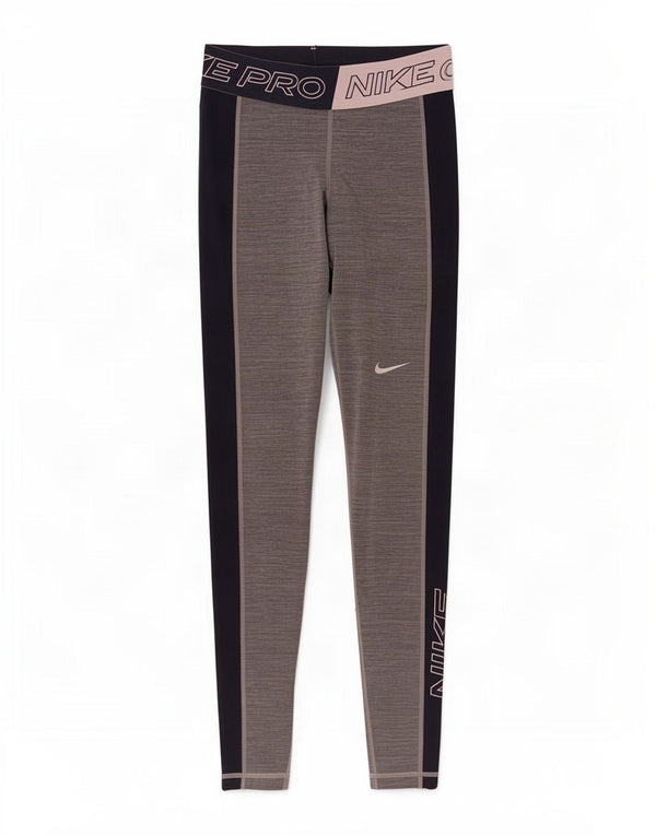 Nike Womens Dri Fit Graphic Leggings UK 4 XS Grey Colourblock Polyester