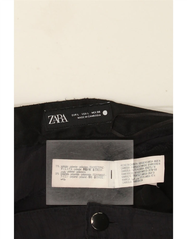 Zara Womens Straight Casual Trousers Large W34 L30 Navy Blue Polyester