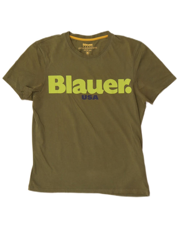 Blauer Mens Graphic T-Shirt Top Small Khaki Cotton