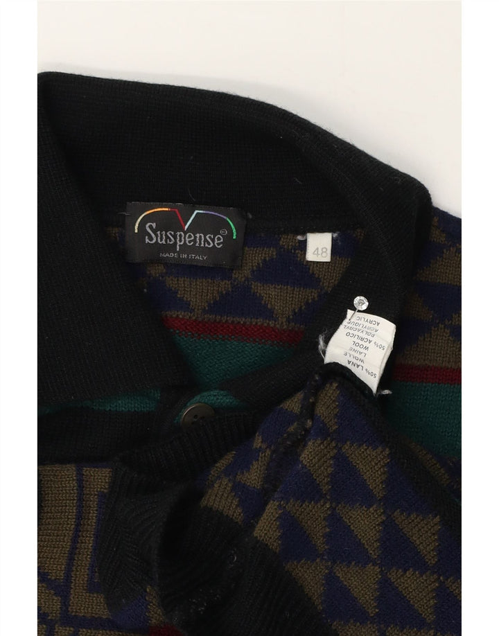 Suspense Mens Polo Neck Jumper Sweater IT 48 Medium Multicoloured Geometric