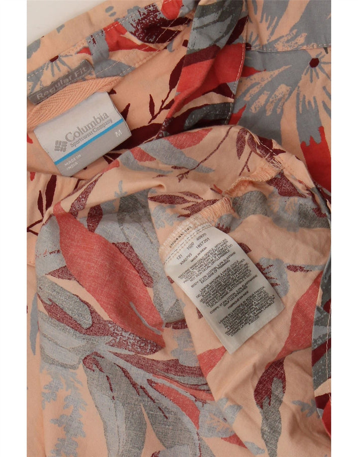 Columbia Mens Short Sleeve Shirt Medium Pink Floral Cotton