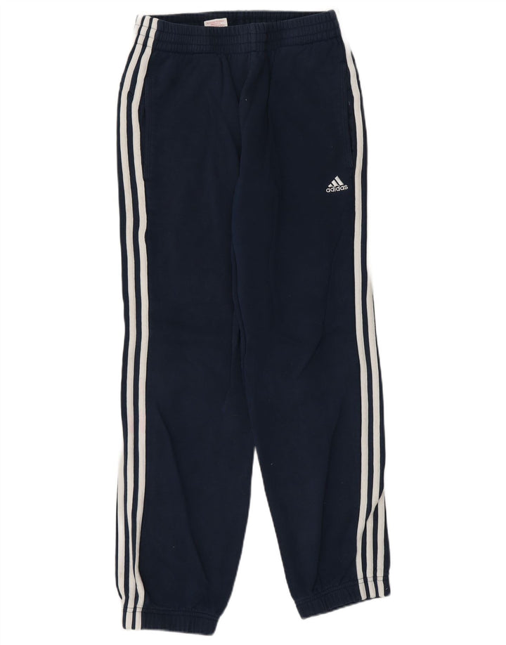 ADIDAS Boys Tracksuit Trousers Joggers 13-14 Years Navy Blue Cotton