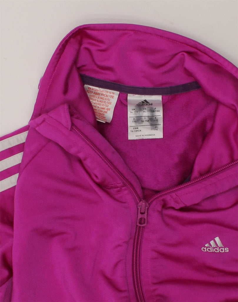 ADIDAS Girls Tracksuit Top Jacket 14-15 Years Pink Colourblock Polyester | Vintage Adidas | Thrift | Second-Hand Adidas | Used Clothing | Messina Hembry 