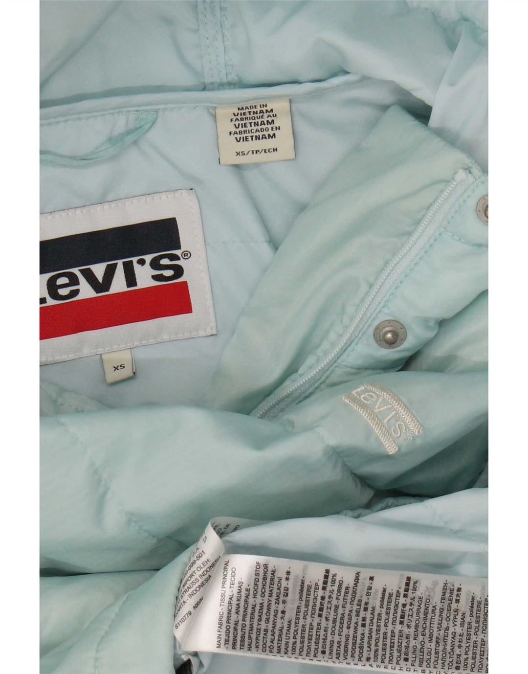 Levi's Womens Hooded Padded Jacket UK 6 XS Blue Polyester