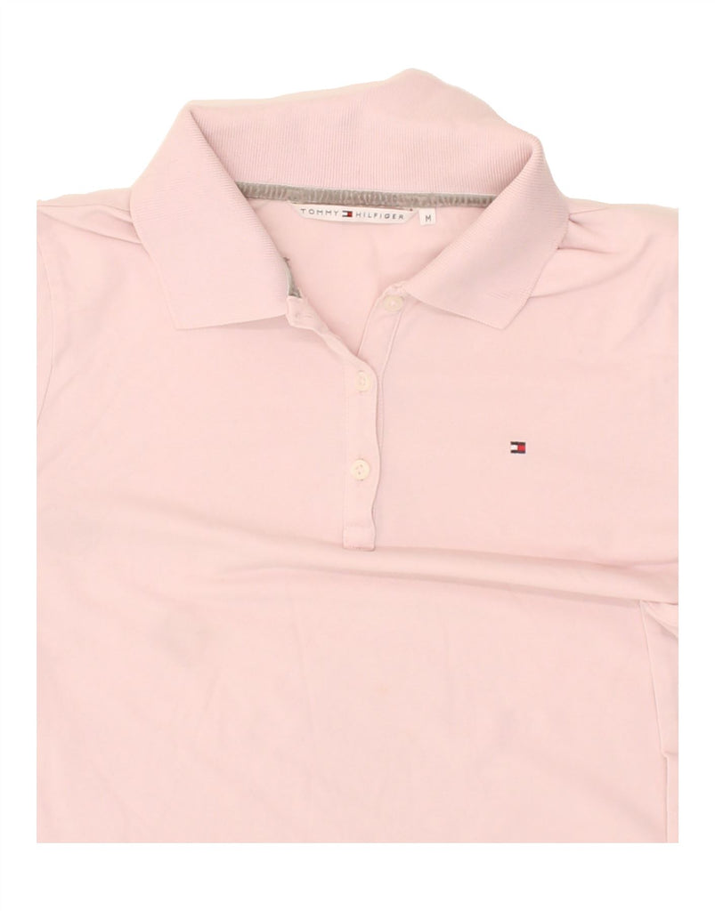 TOMMY HILFIGER Womens 3/4 Sleeve Polo Shirt UK 12 Medium Pink Cotton | Vintage Tommy Hilfiger | Thrift | Second-Hand Tommy Hilfiger | Used Clothing | Messina Hembry 