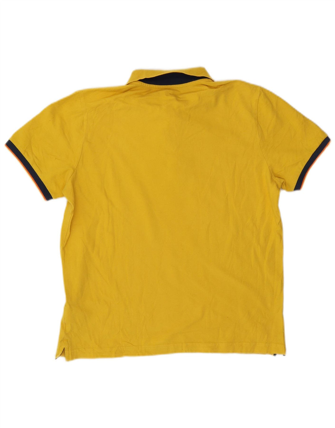 K-Way Mens Polo Shirt Large Yellow Colourblock Cotton