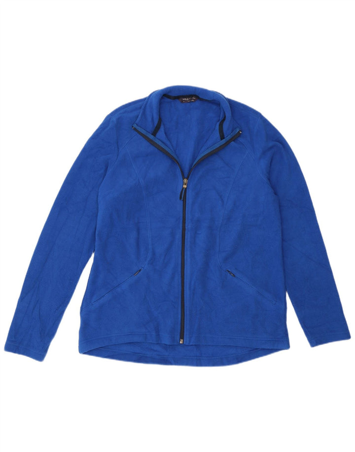 Marks & Spencer Womens Fleece Jacket UK 14 Large Blue Polyester