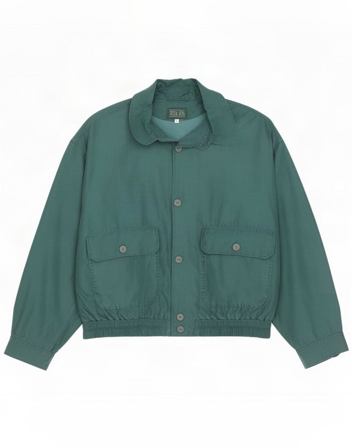 Vintage Mens Bomber Jacket UK 40 Large Green Silk