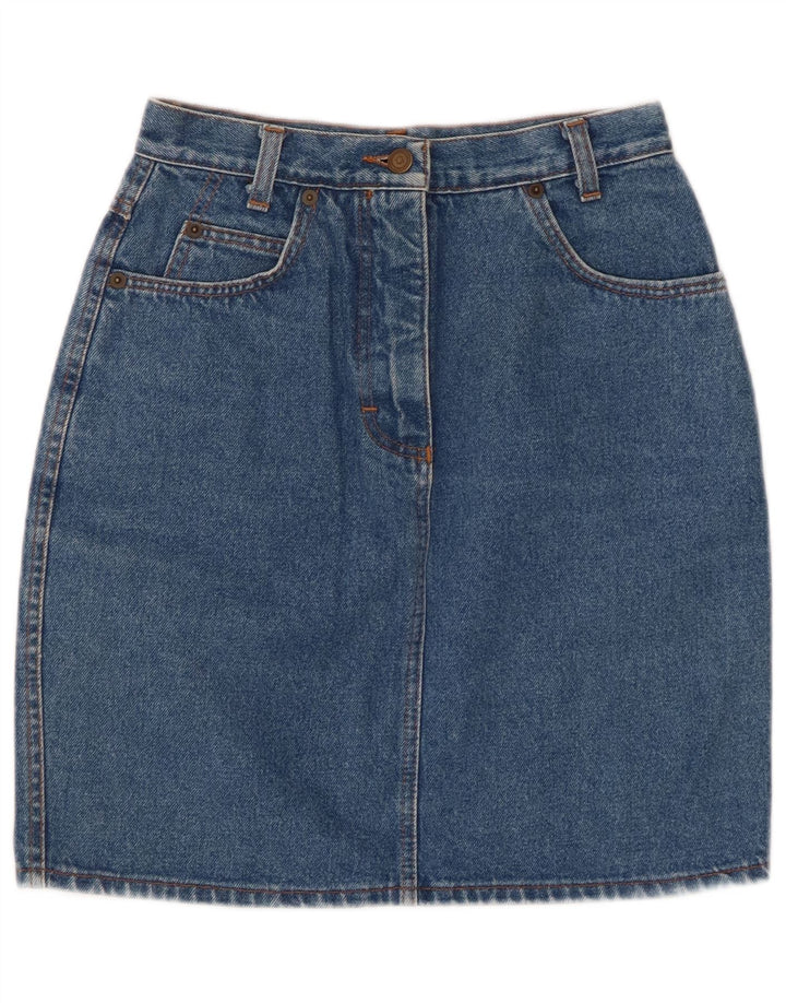 VINTAGE Womens High Waist Denim Skirt IT 44 Medium W24  Blue