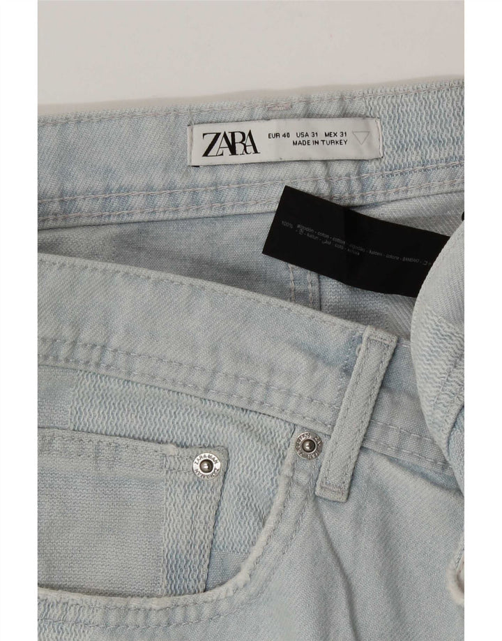 Zara Mens Denim Shorts EU 40 Medium W31 Blue Patchwork Cotton