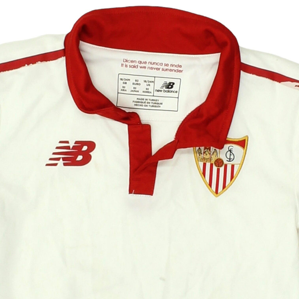 Sevilla FC 2016-17 New Balance Boys White Home Shirt | Football Kids Sportswear | Vintage Messina Hembry | Thrift | Second-Hand Messina Hembry | Used Clothing | Messina Hembry 