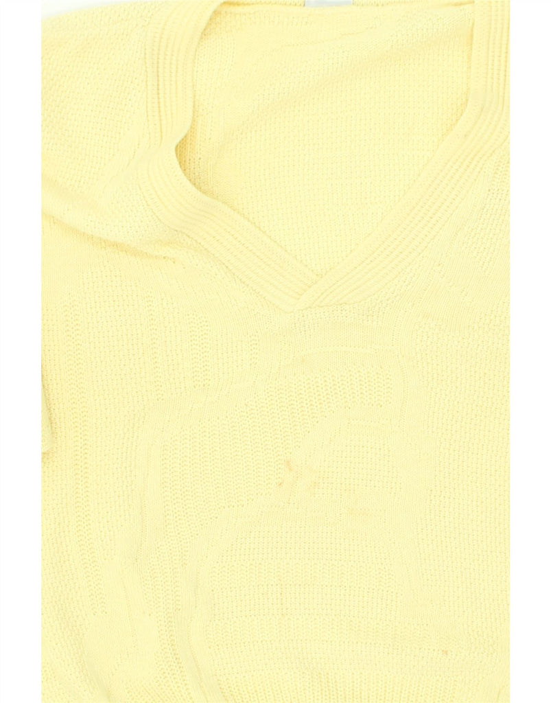 VINTAGE Womens V-Neck Jumper Sweater IT 54 3XL Yellow Acrylic | Vintage Vintage | Thrift | Second-Hand Vintage | Used Clothing | Messina Hembry 