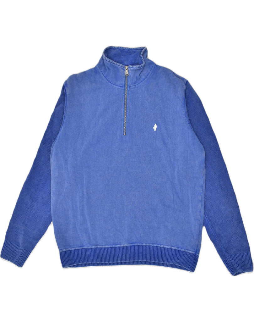 MARLBORO CLASSICS Mens Zip Neck Zip Hoodie Sweater XL Blue Cotton | Vintage Marlboro Classics | Thrift | Second-Hand Marlboro Classics | Used Clothing | Messina Hembry 