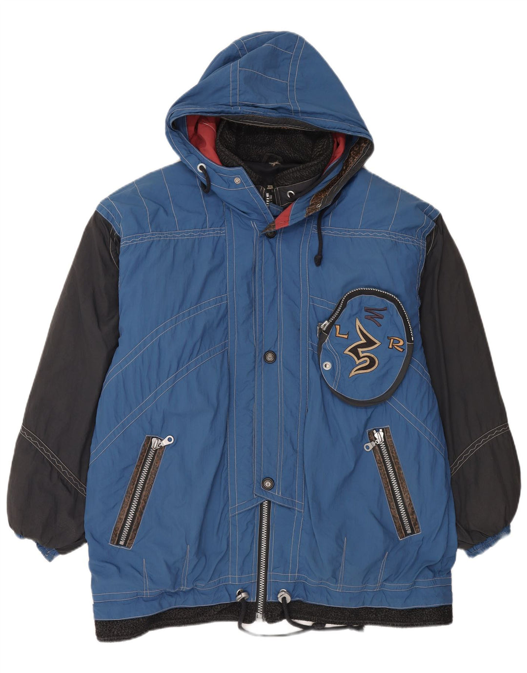 Magic Venture Mens Graphic Hooded Ski Jacket 2XL Blue Colourblock Polyamide