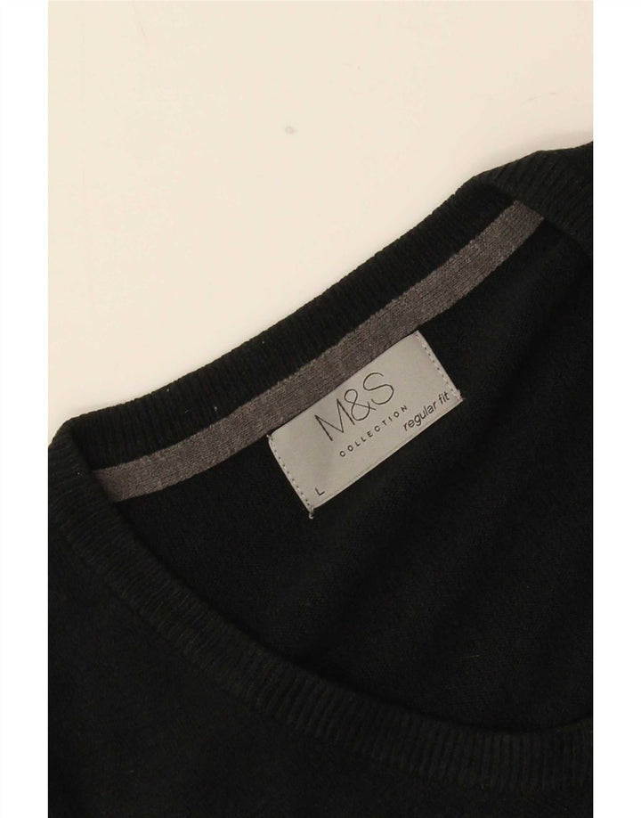 Marks & Spencer Mens Regular Fit V-Neck Jumper Sweater Large Black